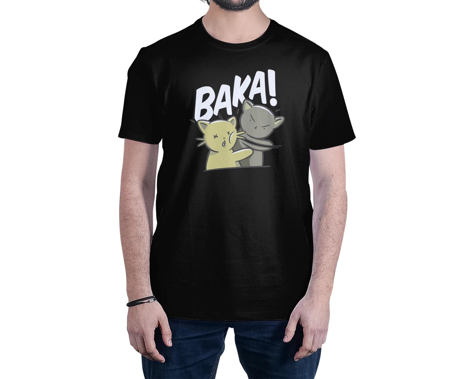 BAKA! Cat Fighting Anime Style Graphic Art Novelty Tee Funny Soft T shirt M