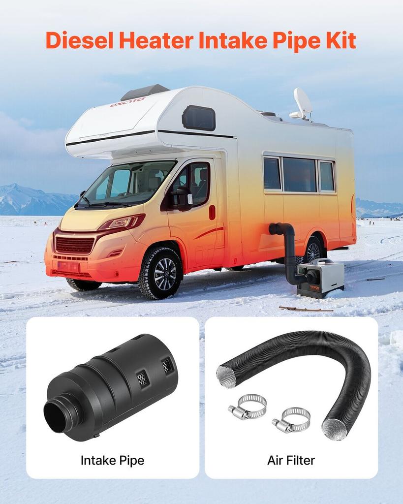 Diesel Heater Intake Pipe Kit, 25mm Car Air Parking Heater Ducting Pipe Hose Tube, Stretchable & Bendable Car Air Intake Filter Silencer Hose Pipes