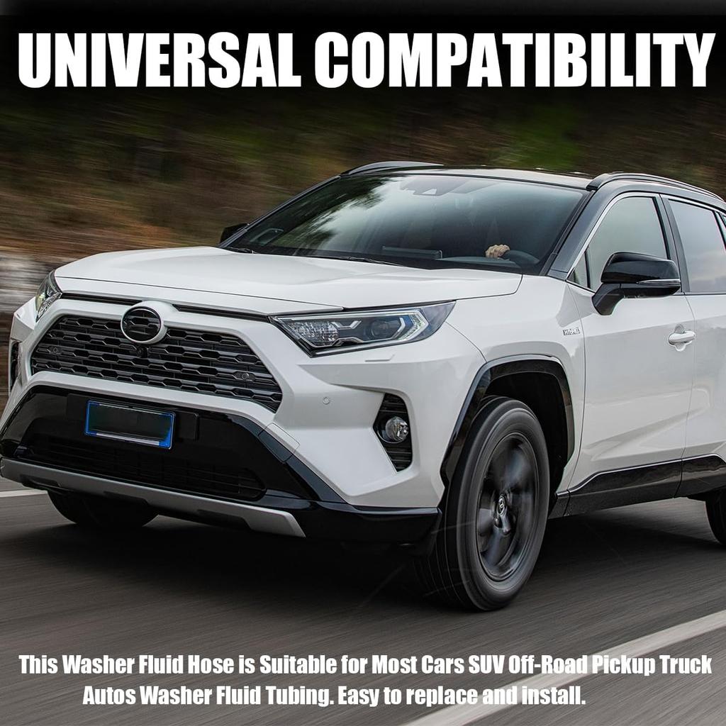 Windshield Washer Hose Kit, 4 Meter Wash Fluid Tubing With 12 Pcs Hose Connectors, Compatible With Most Car Water Nozzles Tallation, Universal Auto