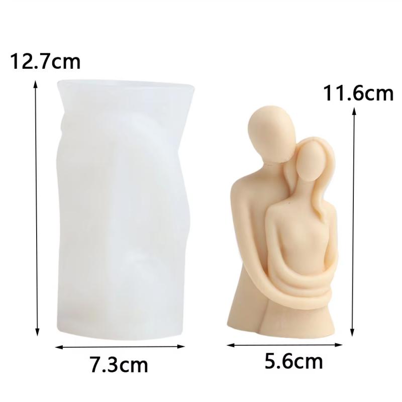 3D Valentine's Day Candle Mold DIY Handheld Rose Couple Kiss Sculpture Aromatherapy Gypsum Mold Chocolate Cake Baking Decor Gift