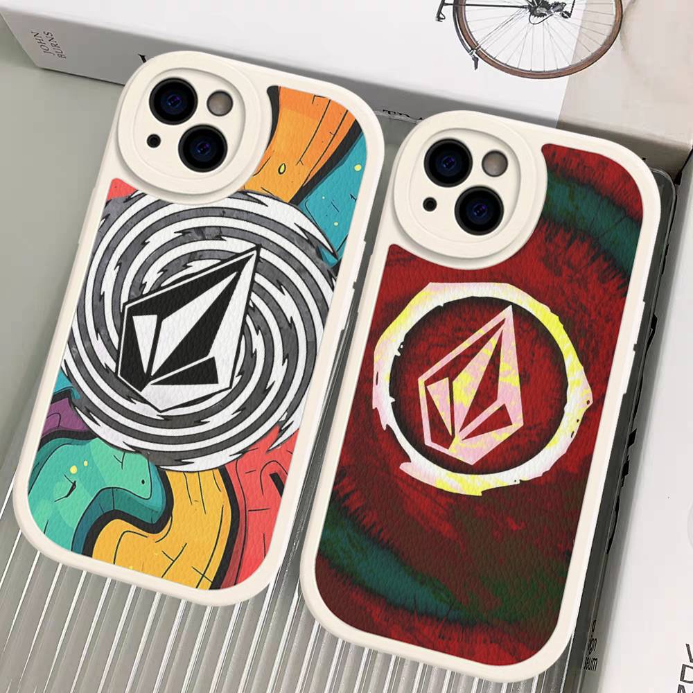 V-Volcom LOGO Mode Für IPhone 16 15 14 13 12 11 Pro Max Plus Leder Handyhülle