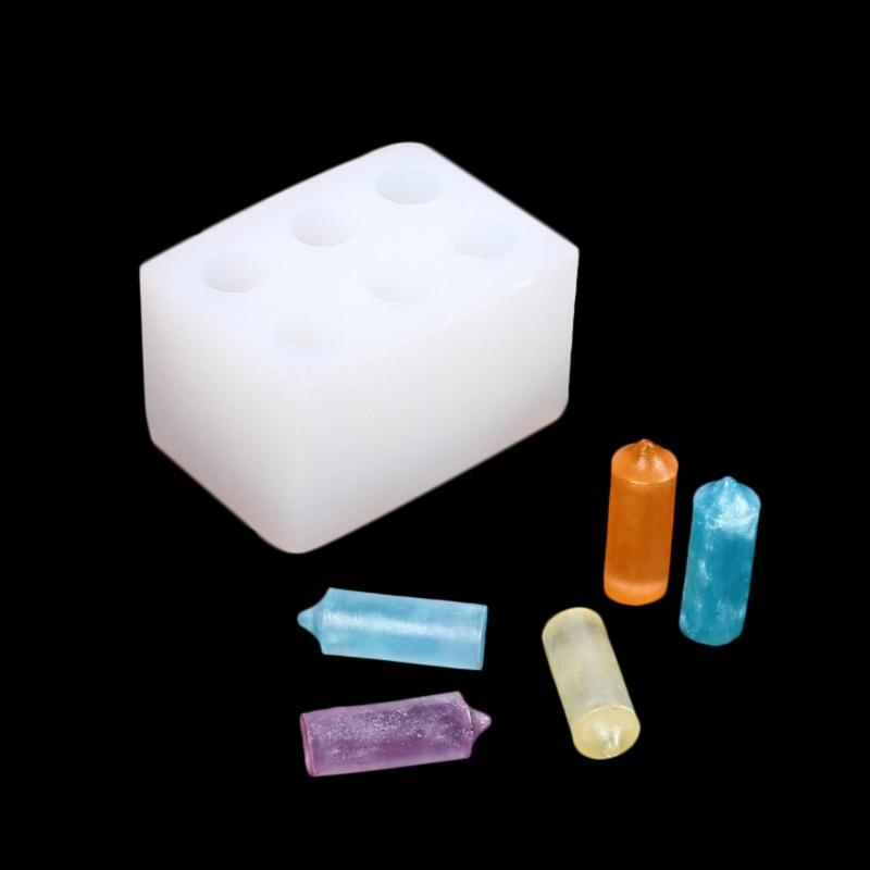 Small Column Candle Resin Mold DIY Cake Baking Decor 6-Cavity Mini Candle Moulds