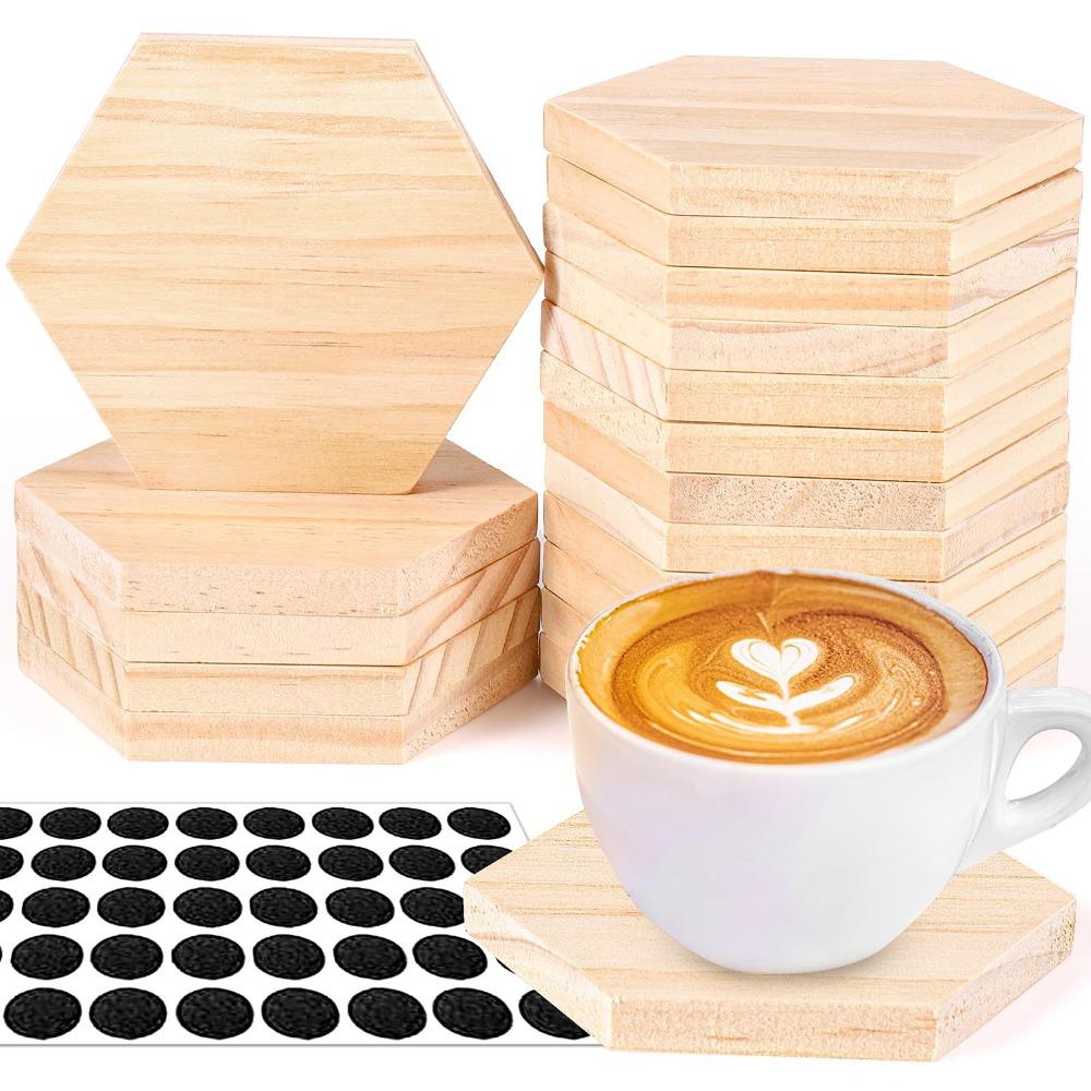 5pcs Round/Square Unfinished Coasters DIY Cup Pads Wood Crafts Cup Mat Dish
