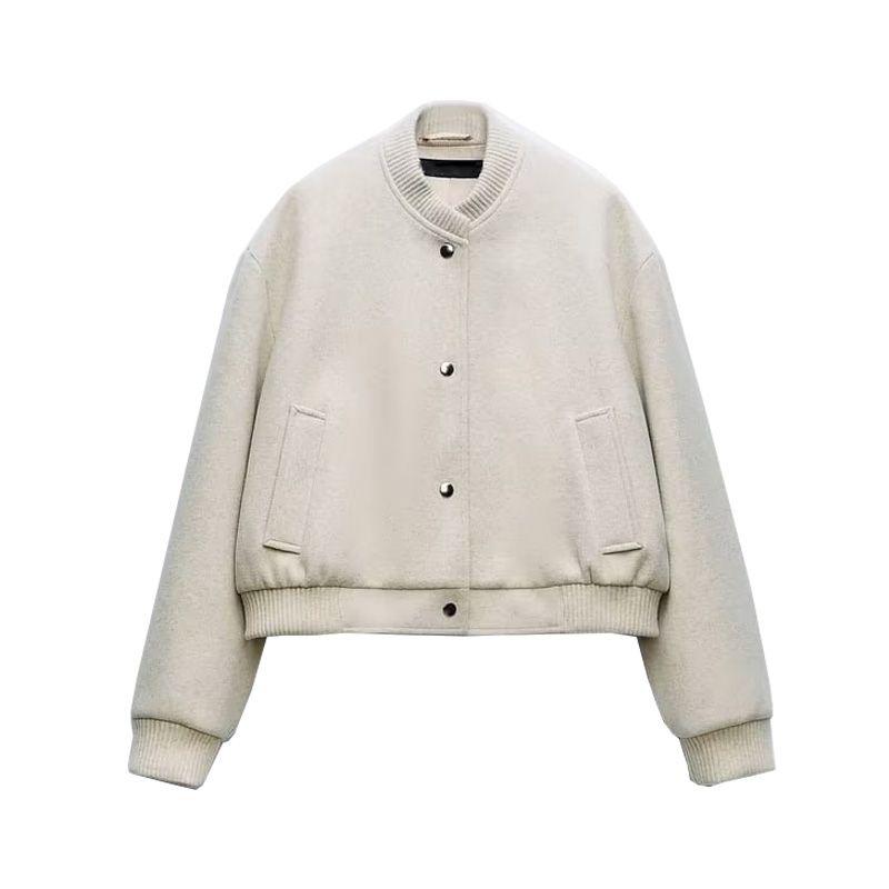 Spring New Arrival Women's Baseball Uniform Rib Stand Collar Loose Soft Pilot Jacket Outwear 3046272