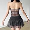 European and American style summer new women's clothing solid color slim-fit chest-wrapping vest fashionable high-waisted skirt set