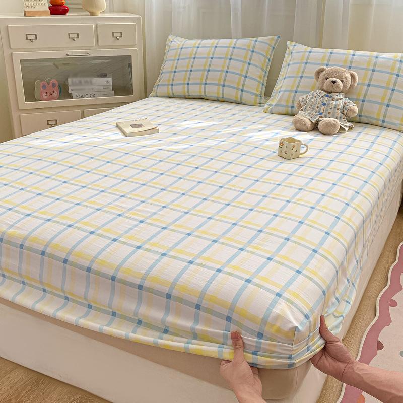 Baby Grade Pure Cotton Fitted Mattress Protector Fresh Washable Cotton Bed Sheet Full Set 3 Pieces Soft Breathable Durable Bed Cover