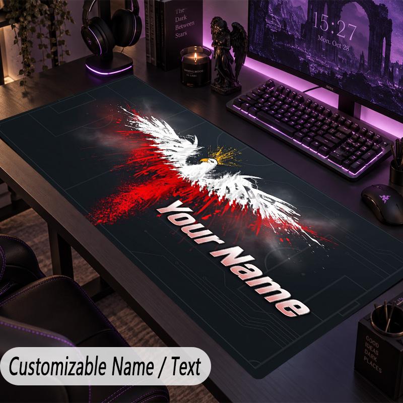 Custom Text Big Mousepad, Extended Desk Pad For Laptop Work GamePoland