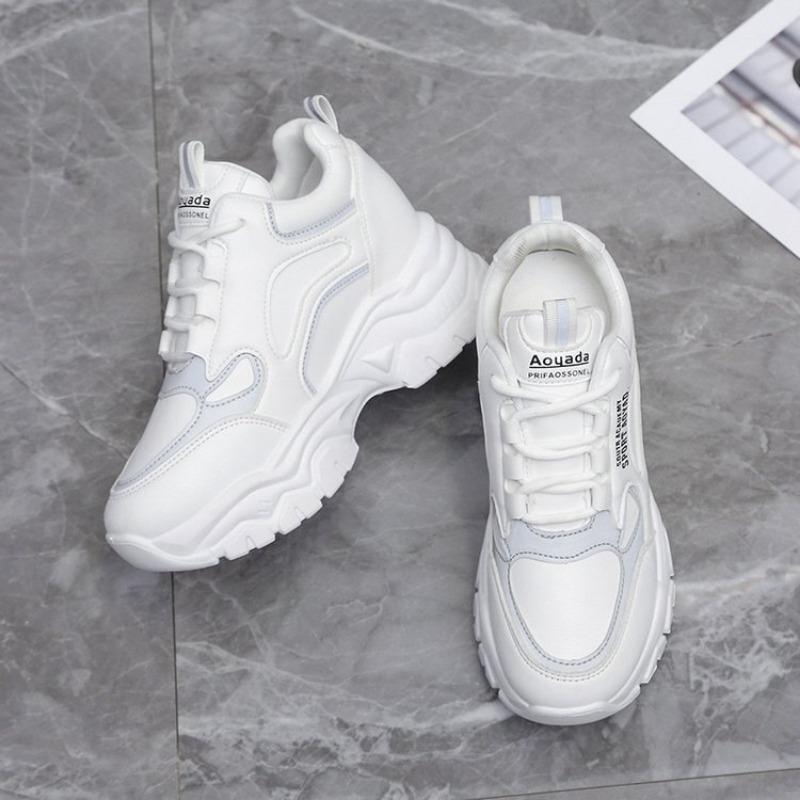 Little white shoes inner height increase dad shoes autumn new leather casual sports shoes women's platform women's shoes