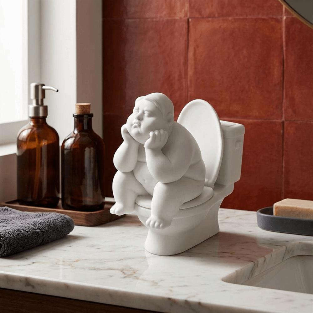 3D Printed Toilet Thinker Figurine Cute Desktop Small Ornament Gift for Friends