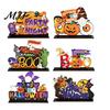 Durable Color Printing Wood Decor Halloween Tabletop Signs, Pumpkin Ghost Gnome Centerpiece Blocks, Spooky Decorative Signs for Tables Party