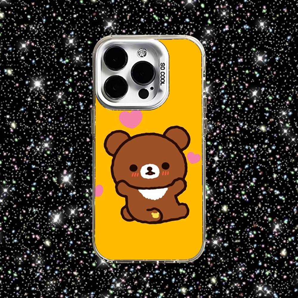 

Cute R-Rilakkumas Bear Phone Case For iPhone 16,15,14,13,12,11,Pro,XS,Max,Plus,Mini,SE White Candy Matte Shockproof Cover iPhone16