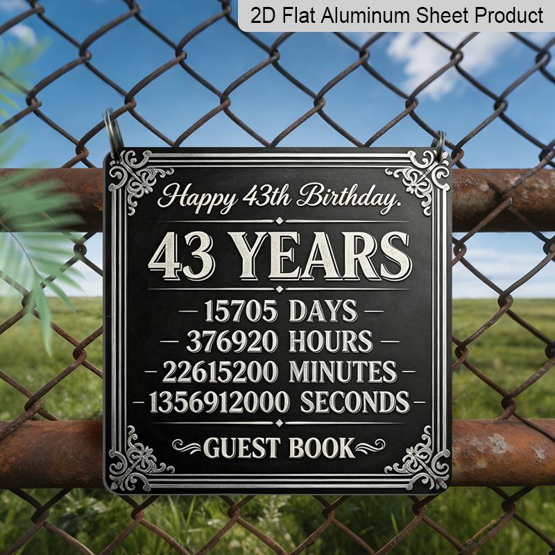 

2D Flat - 1pc, Vintage Metal Aluminum Decorative Sign, 43Rd Birthday Commemorative Sign Party Retro Wall Decor, Suitable for Living Room, Bedroom 20*20cm