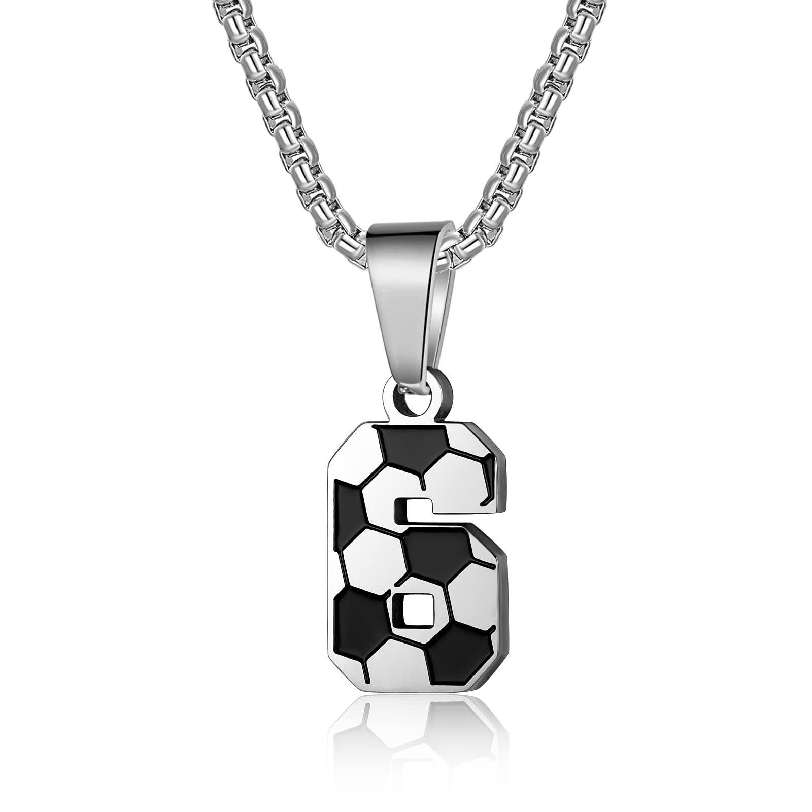 Black and White Pattern Football Number Necklace Football Sports Gift 60CM