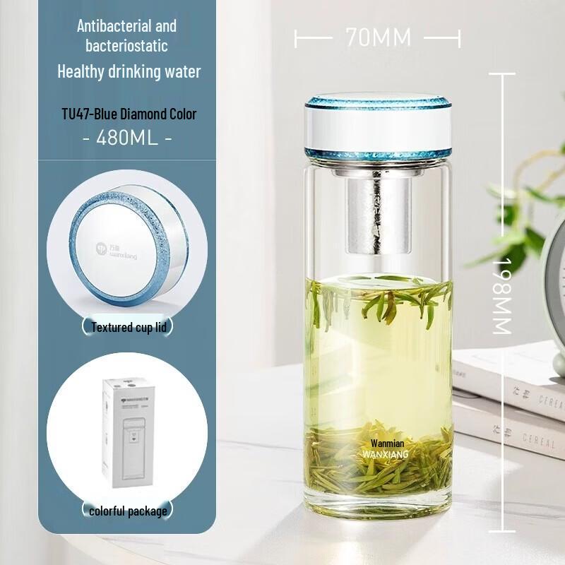 WANXIANG Titanium Silver Antibacterial Single-Layer Glass Cup