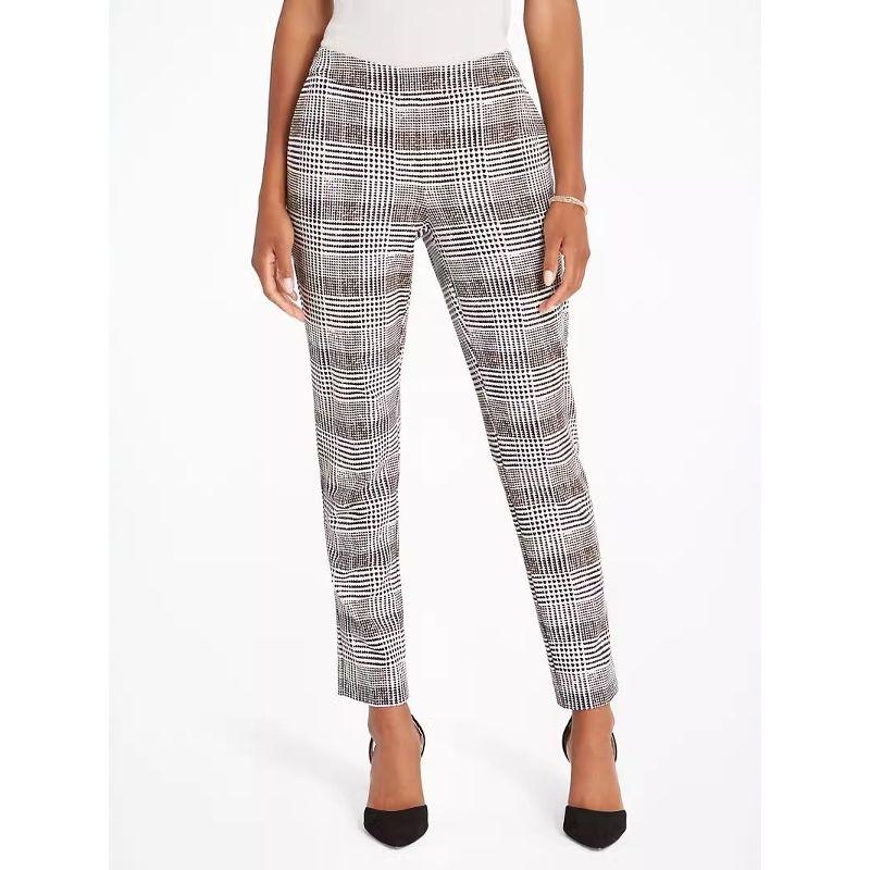 Stretch High Waist Gingham Casual Pants Fall and Winter Fashion Plus Size Women's Pencil Pants Pocket Pants Chubby Girl Thin and Comfortable