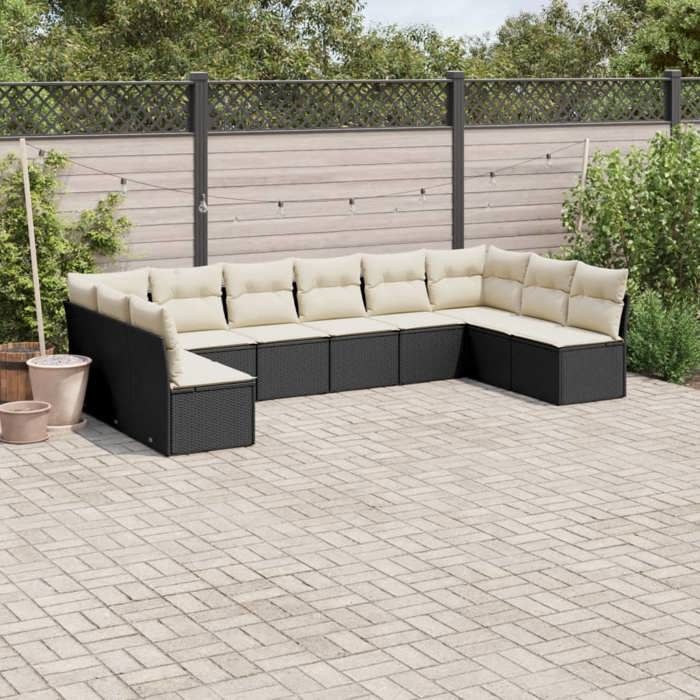 VidaXL Garden Lounge Set with Cushions 10 Pcs, Sofas with Adjustable Feet, Outdoor Furniture Set Patio Terrace, 3249925