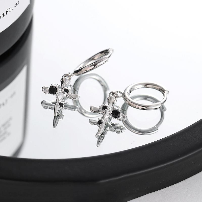 

Модные панк серьги-подвески в форме креста с жидкой текстурой, креативные нерегулярные украшения с розовым цирконом, подарки серебряный