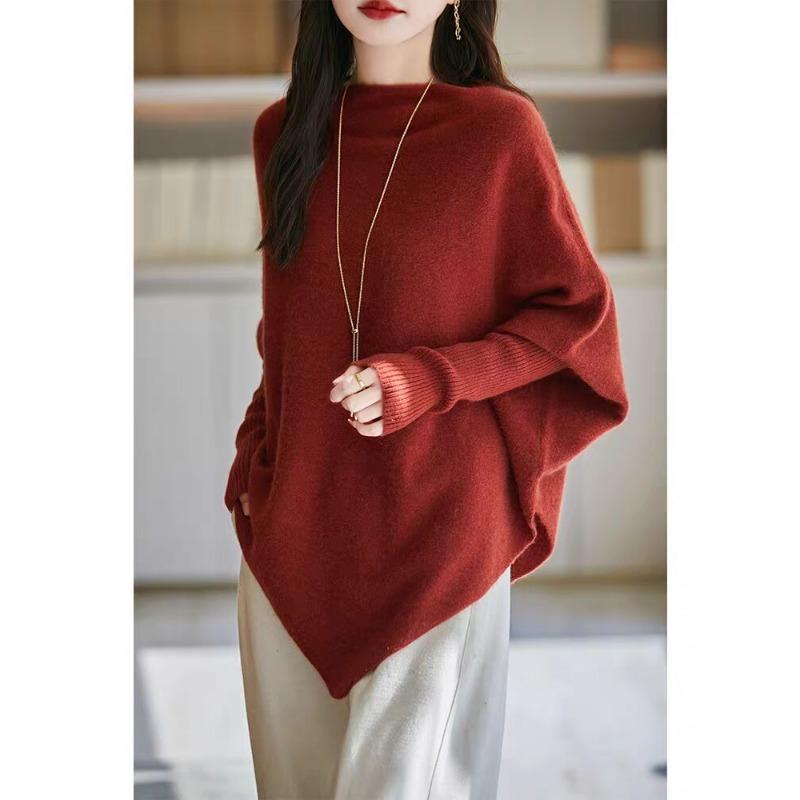DIMANAF 2025 Autumn Winter Women Sweaters Pullover Tops Knitted Basic Tees Sweater Bat Sleeve Loose