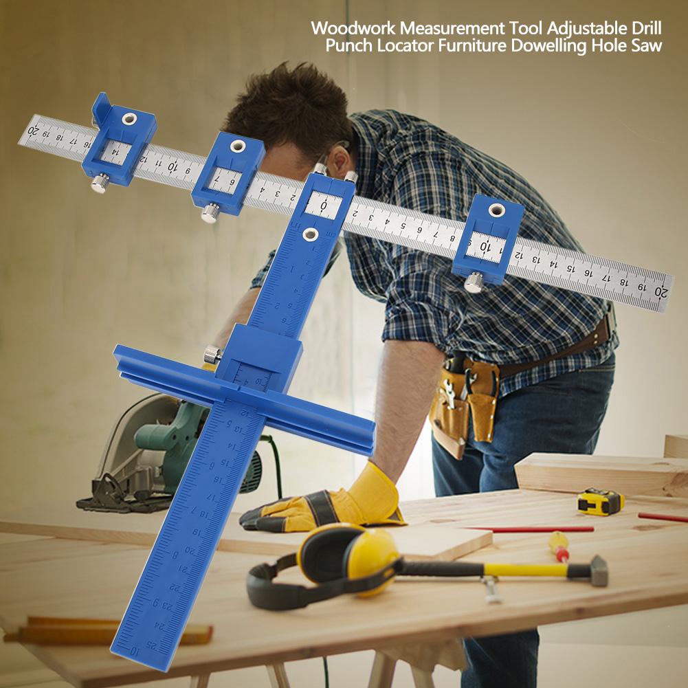 Holzbearbeitungs-Messwerkzeug Verstellbarer Bohrer-Locher-Locator Möbel Dübelbohrer