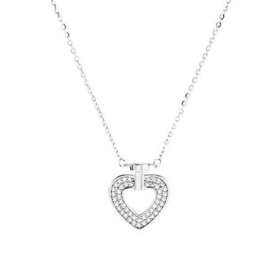 [Onoma] Onm 92.5 Silver Unique Heart Necklace Dk33 (37328276)