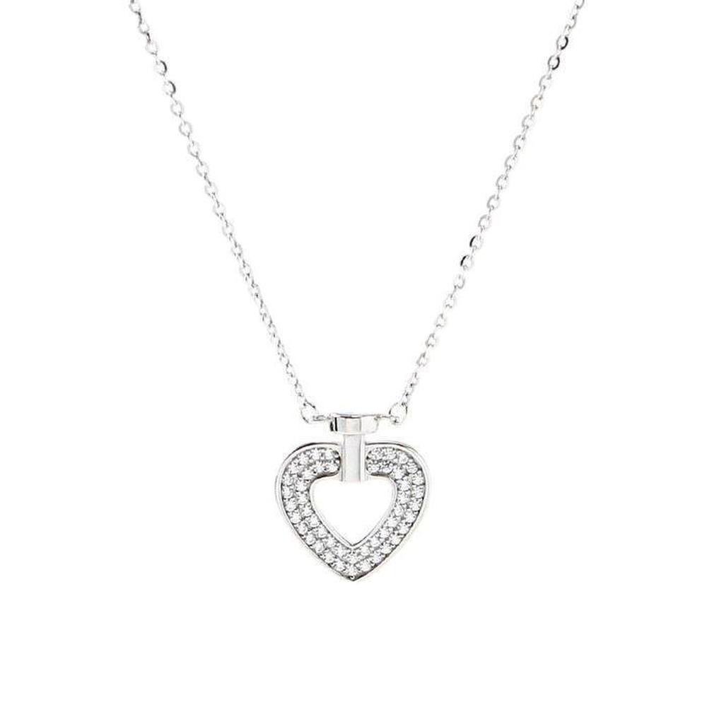 [Onoma] Onm 92.5 Silver Unique Heart Necklace Dk33 (37328276)