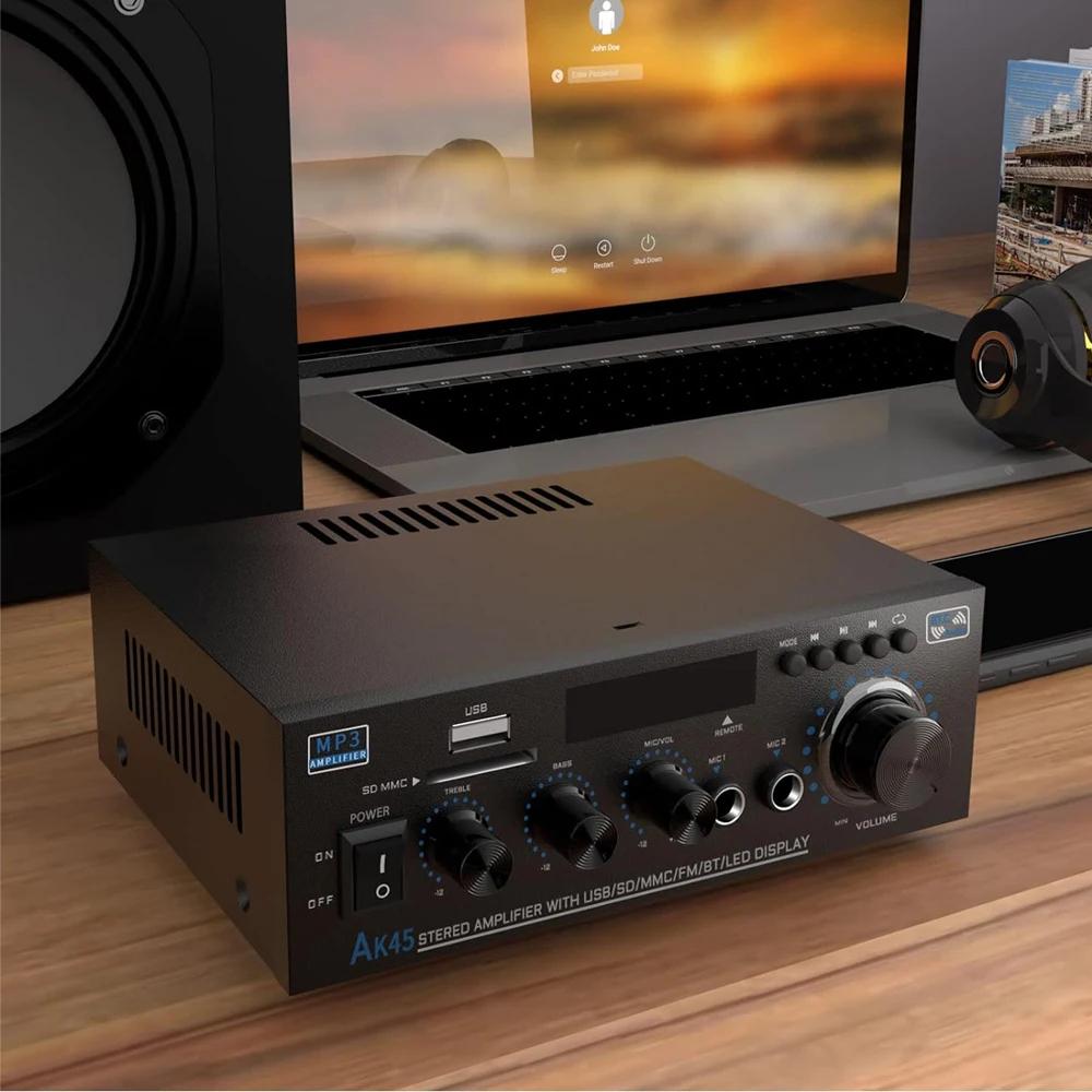 AK45 Zosilňovač výkonu HiFi Stereo zosilňovač Kanál 2.0 Maximálny výkon 90Wx2 Bluetooth Zosilňovač pre domáce kino Zosilňovač do auta De Audio