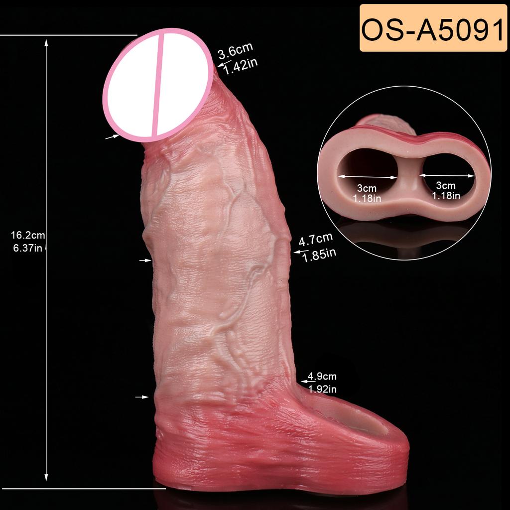 SXXY Real Veins Lifelike Closed Head Penis Sleeve For Men Dick Enlargement Silicone Reusable Condom Sex Products For Adult