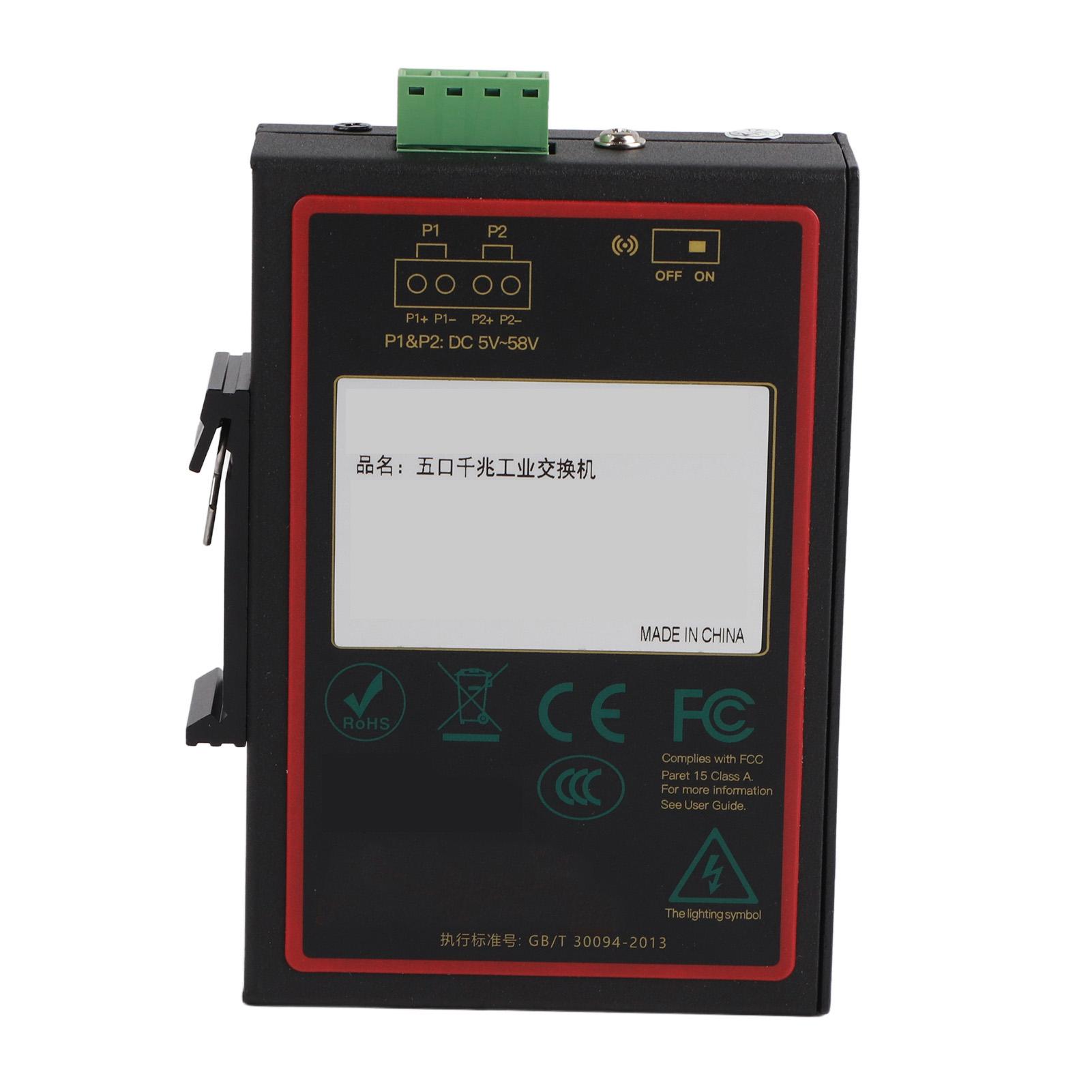 

5 Port Gigabit Ethernet Industrial Grade Network Switch 101001000Mbps IP185GHI Chip