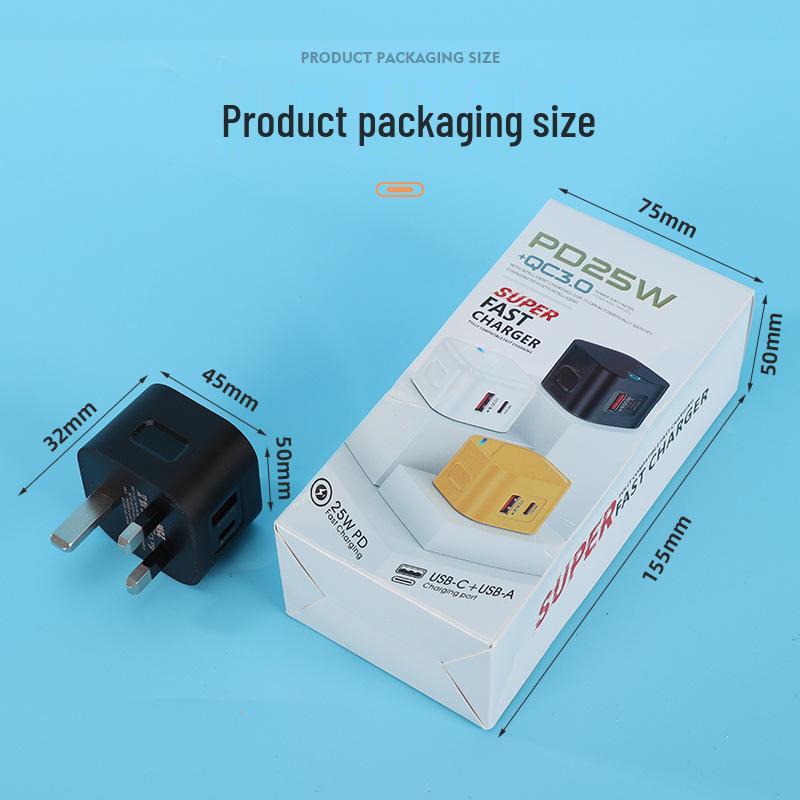 Universal Mobile Fast Charger for Android & Apple - EU/US/UK Plug, USB/PD Dual Ports.