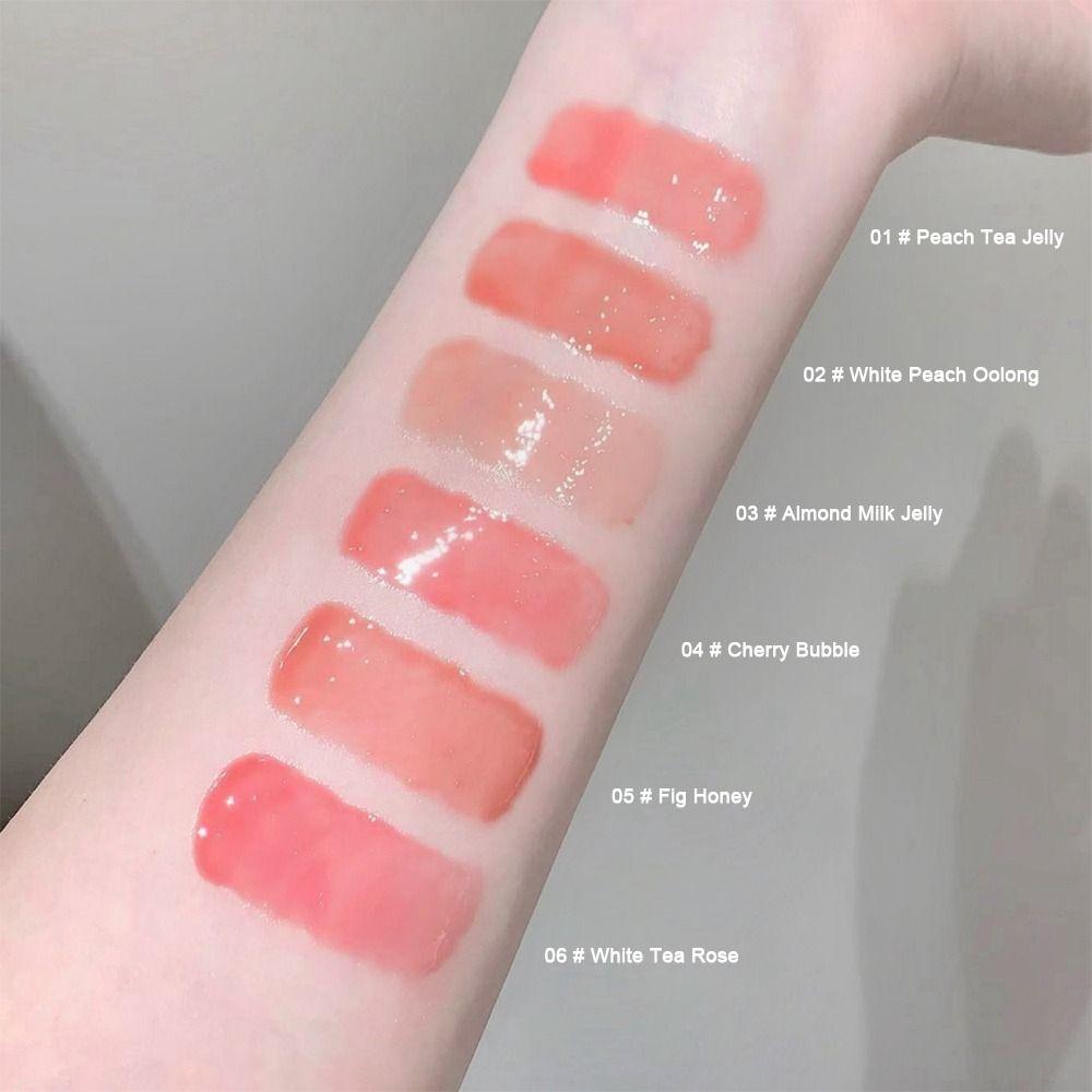 Water Light Transparent Lip Gloss Non-Fading Waterproof Jelly Lipstick Watery Texture Non-Stick Cup Pink Mirror Glass Lipstick