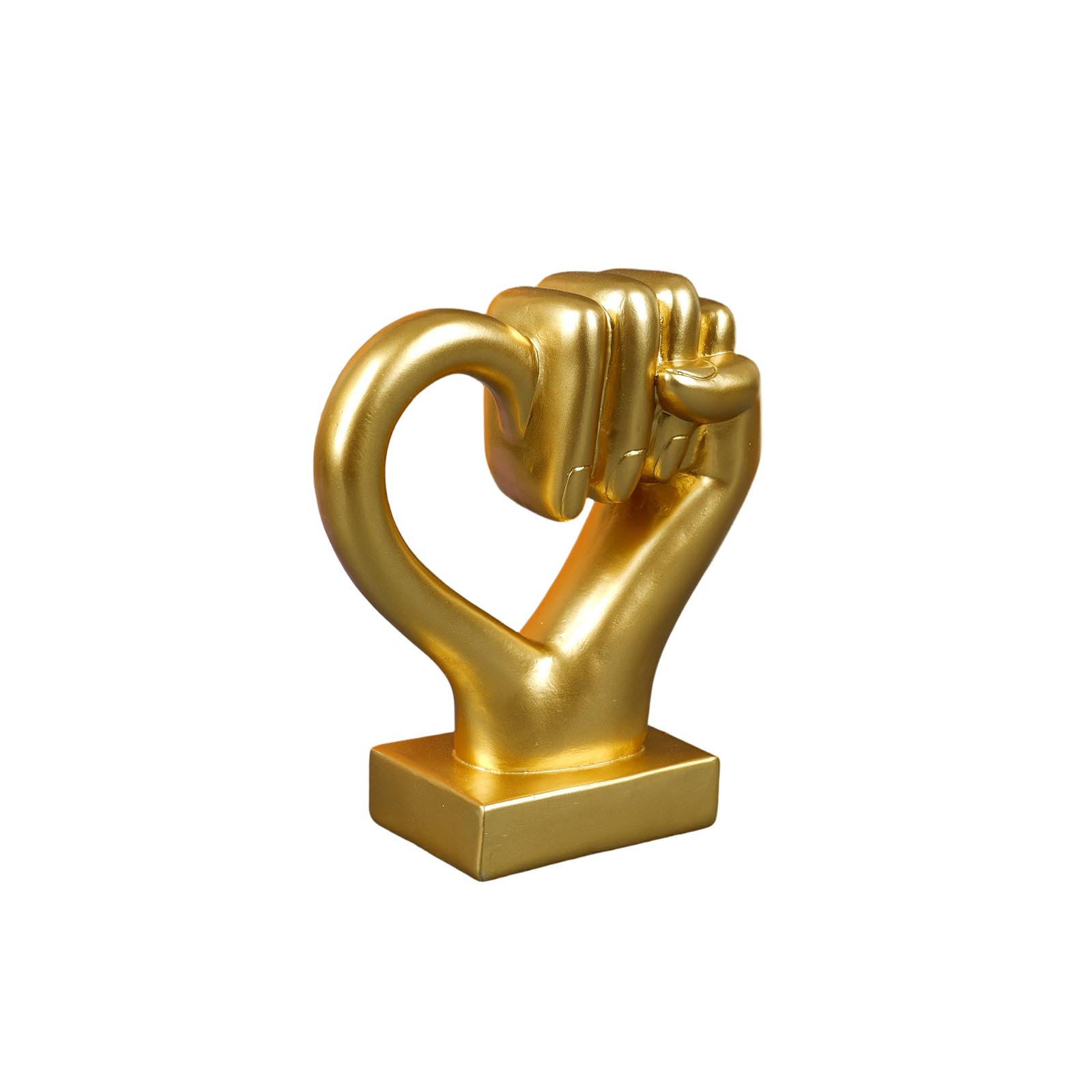 Heart Fist Gesture Decorative Sculpture, Figurine For Home Tabletop Shelf Desk Ornament One Size золотой