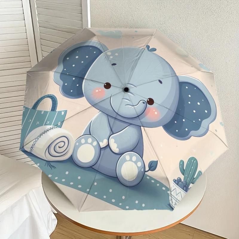 

1pc Baby Elephant Nursery Decor Umbrella with Plastic Handle,Suitable for All Seasons Home Travel Outdoor UmbrellaDD373
