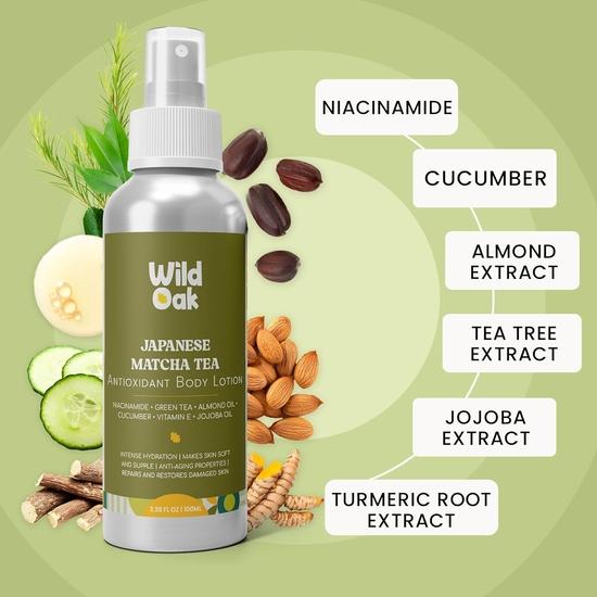 WildOak Super Moisturizing Body Lotion | 5X Vitamin E, Niacinamide, Matcha, Jojoba & Almond Oil  & Locks In Moisture | Non-Greasy | 100ml