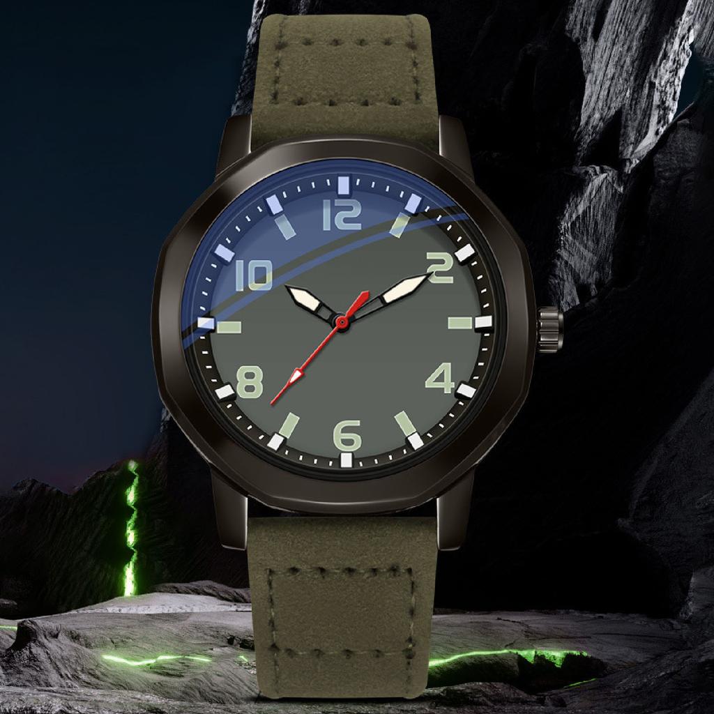 Men Analog Watch Fashion Casual PU Leather Strap Round Face Mineral Glass Easy Reading Quartz Wrist Watch for Indoor Outdoor Activities