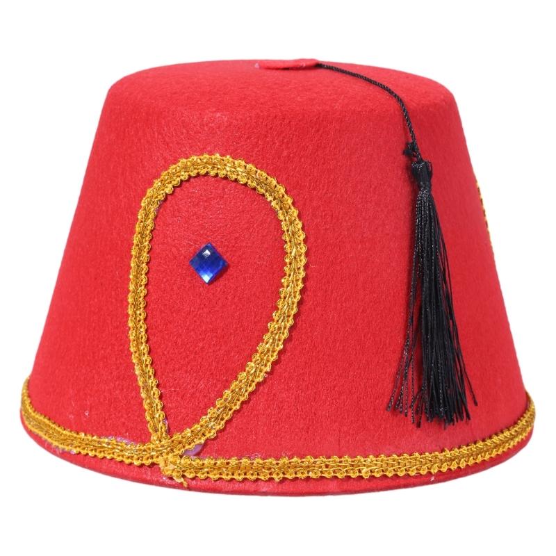 Chapeau Fez Fantaisie Chapeau Turc Accèssoire de Costume Accrocheur sur le Thème Marocain