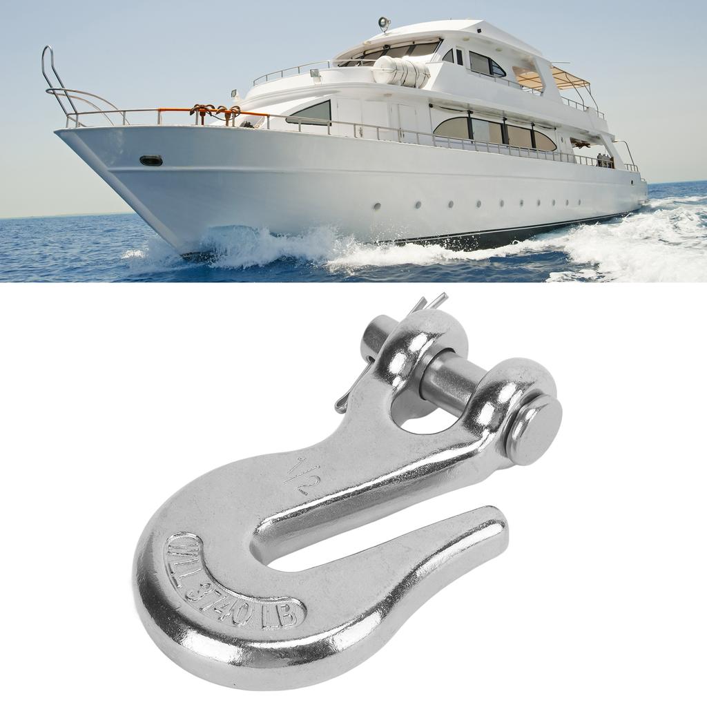 1 2in Slip Hook 3000lbs Load Bearing Capacity 316 Stainless Steel Lifting Hook for Marine Boat