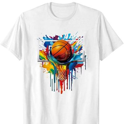 Basketball Grafik T-Shirt, Weich Atmungsaktiv & Farbecht, Klassische Passform für tägliche Freizeitkleidung