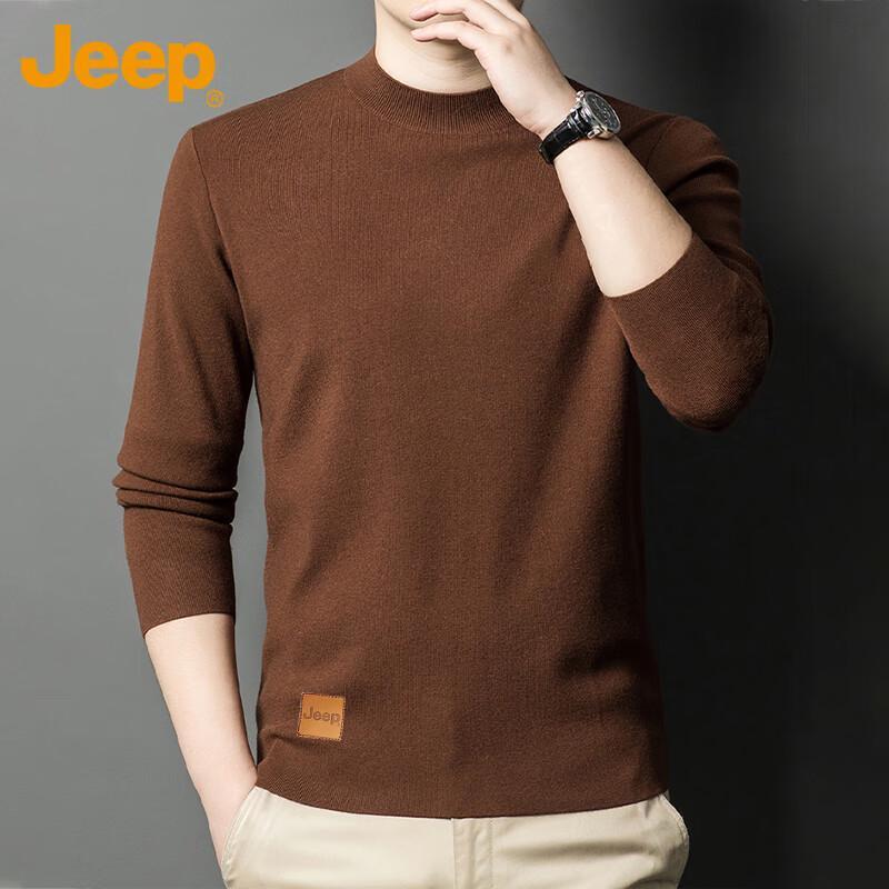 Jeep Men's Semi-High Collar Thick Knit Sweater