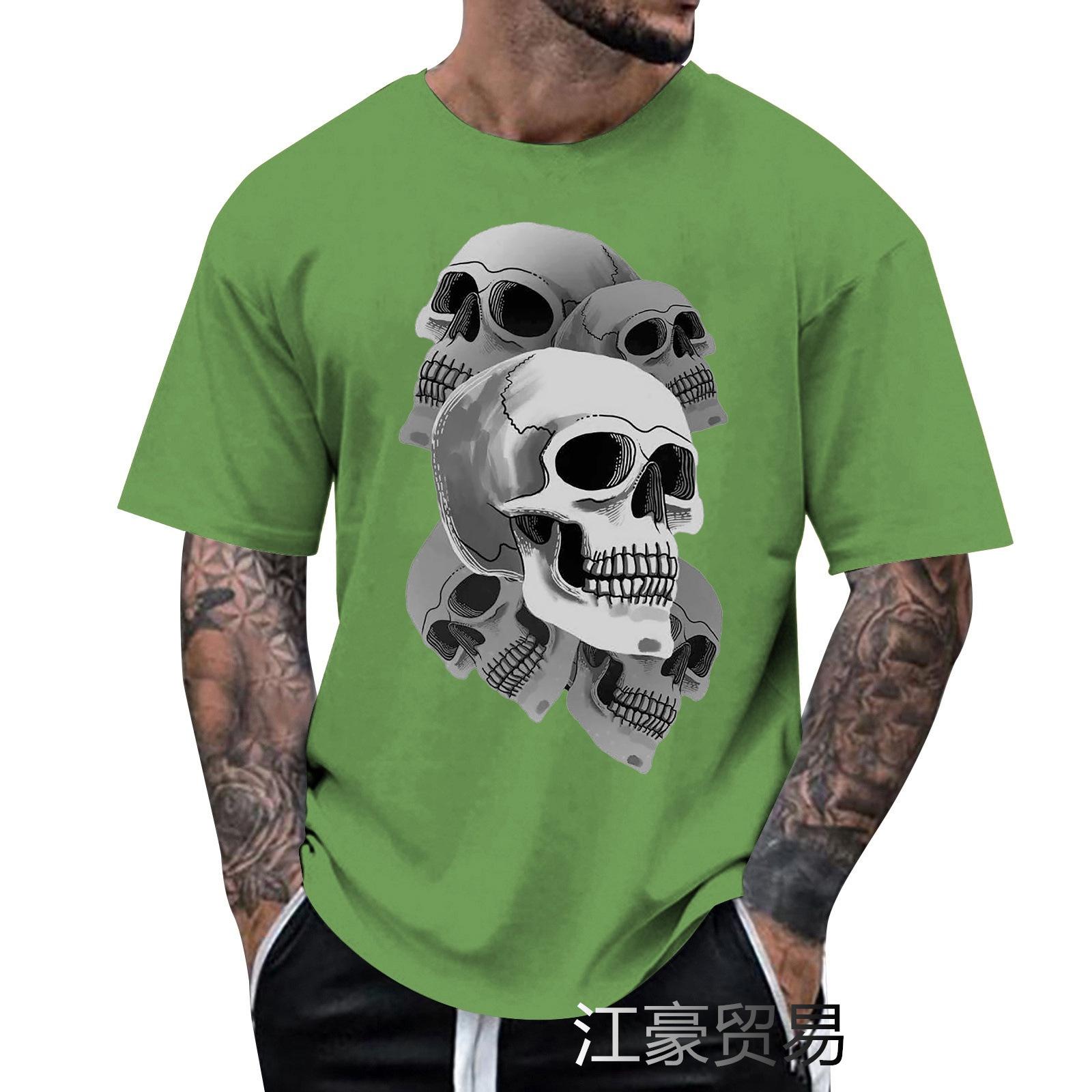 

Новая мужская футболка с модным принтом черепа, напечатанным в 3D цифровым способом, с коротким рукавом 6XL