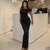 Off-Shoulder Bodycon Party Abend Langkleid 2026 Neu Damen Einzelschulter Ärmel Schlitz Elegant Kleider Rückenfrei Sexy Kleid
