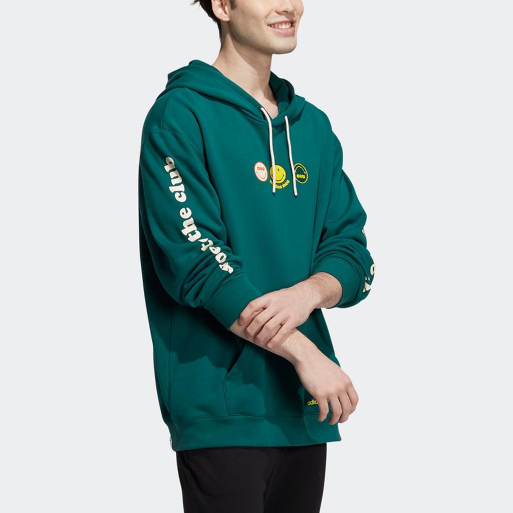 Adidas Neo X Smiley Letter Print Sports Pullover Hoodie Men Tops Green H45519