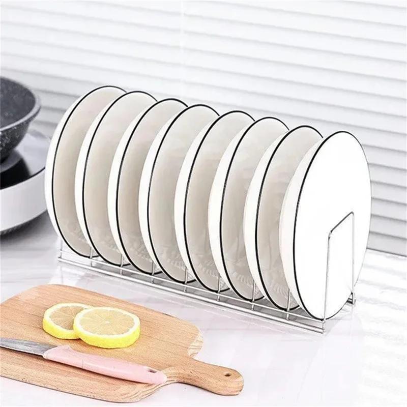 Stainless Steel Kitchen Organizer Dish Rack Household Kitchen Drainage Rack Cooking Dish Pan Cover Stand Kitchen Accessories