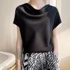 Short-sleeved Women's T-shirt In Summer Loose Piles Solid Color Round Neck Fashionable Versatile Top