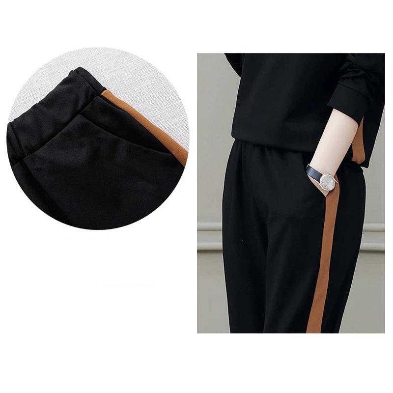 Women 2 Piece Tracksuit Set Color Block Long Sleeve Top Striped Jogger Pants Casual Sports Outfit