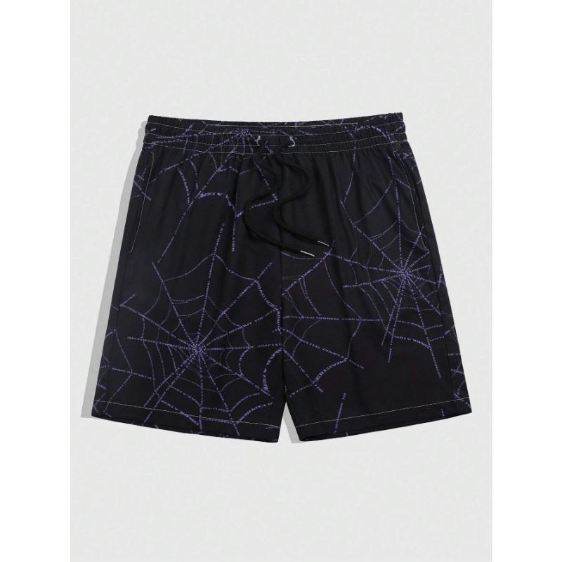 

Goth Men Simple Spider Web Print Shorts Men s swim Trunks Elastic Waist 3D Print Gradient Breathable Short Streetwear Polyster 3XL