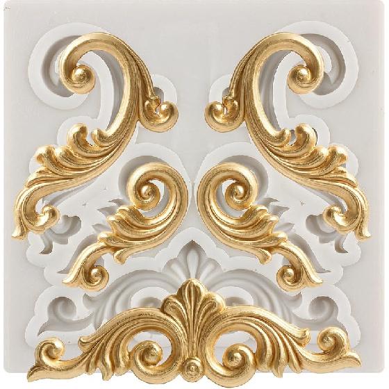 Baroque Fondant Mold Curlicues Scroll Lace Silicone Molds Filigree Mold 3D Sculpted For Sugar Cake Decorating Cupcake Topper Candy Chocolate Gum