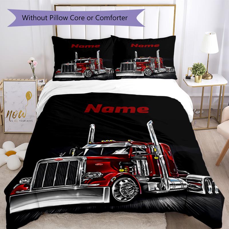 Truck Racing1 Customize your name Bedding Set Breathable Duvet Cover with Pillowcases Home Decoration Birthday Gift