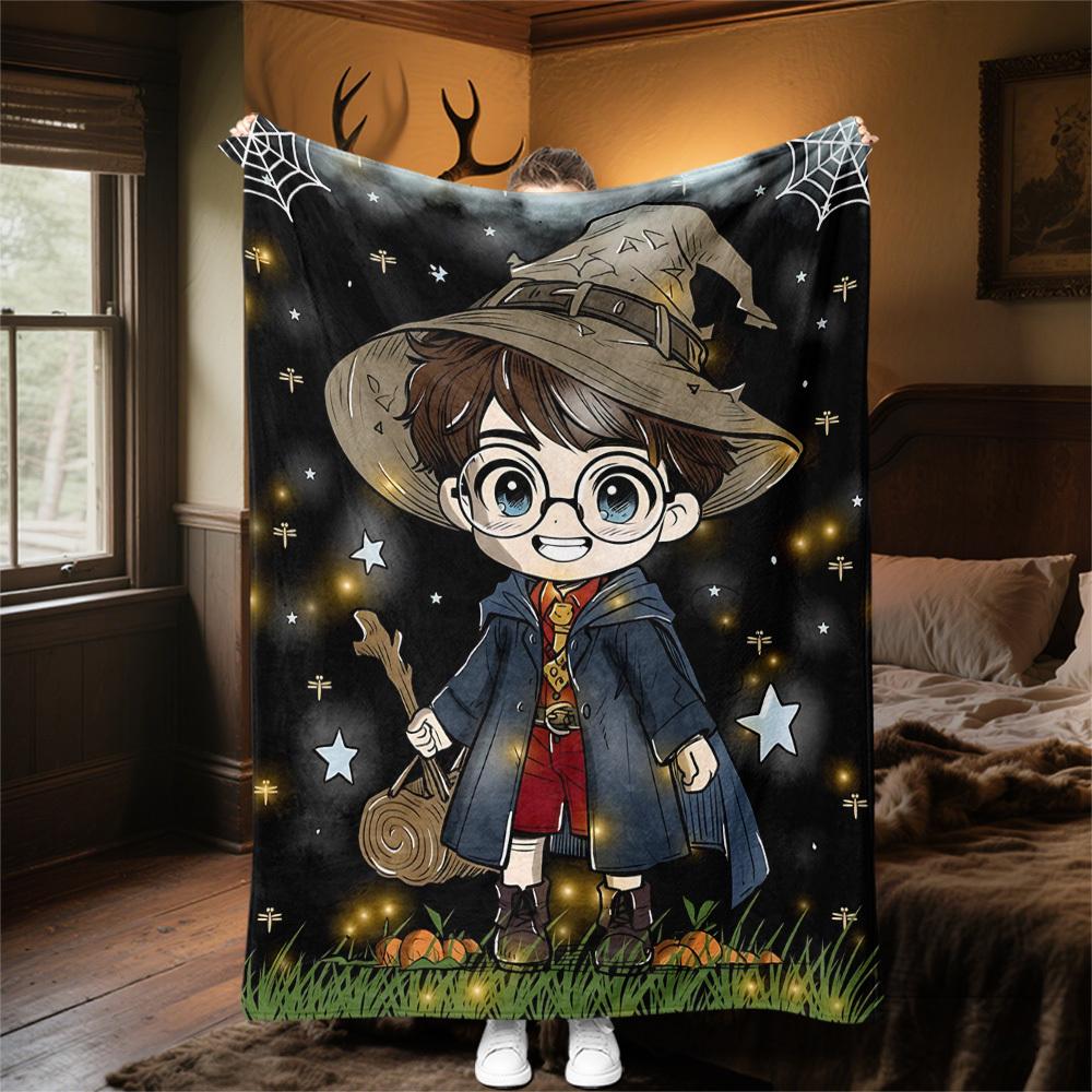 1pc wizard hat magic night Outdoor Flannel Throw Blanket All Season Soft Warmth,Home Decor 1031160