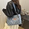 Denim checkerboard messenger bag spring new temperament shoulder bag underarm bag women