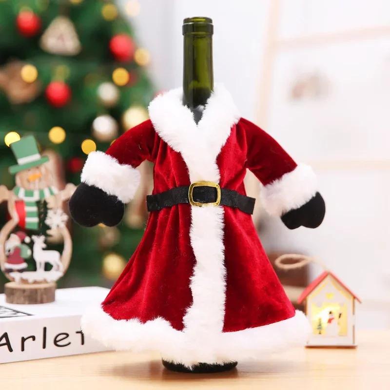 Christmas Dress Wine Bottle Cover Velvet Wine Bottle Cover Christmas Decoration Dinner New Year Table Party Decoration Gifts